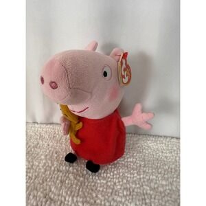 Peppa Pig with Teddy Ty Beanie Baby Plush Toy Stuffed‎ Animal 6" NWT